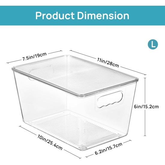 Vtopmart 6 Pack Clear Stackable Storage Bins with Lids, Large Plastic Containers with Handle for Pantry Organizer and Storage,Perfect for Bathroom,Cabinet,Kitchen,Fridge,Closet Organization Vtopmart 6 Pack Clear Stackable Storage Bins with Lids, Large Plastic Containers with Handle for Pantry Organizer and Storage,Perfect for Bathroom,Cabinet,Kitchen,Fridge,Closet Organization