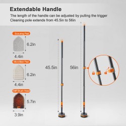 Tile Tub Scrubber Brush with 3 Different Function Cleaning Heads and 56" Extendable Long Handle-No Scratch Shower Scrubber for Cleaning Bathroom Kitchen Toilet Wall,Bathtub,Sink,Grey Tile Tub Scrubber Brush with 3 Different Function Cleaning Heads and 56" Extendable Long Handle-No Scratch Shower Scrubber for Cleaning Bathroom Kitchen Toilet Wall,Bathtub,Sink,Grey