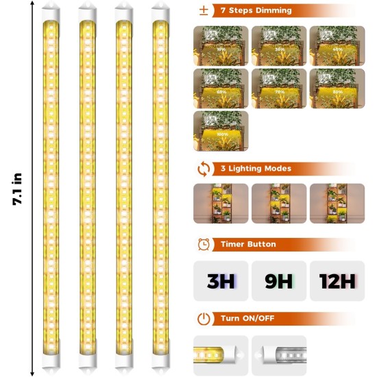 Bamworld Plant Stand with Grow Light Plant Shelf for Mutiple Pots Large Plant Holder for Living Room Patio Boho Home Decor for Gardening Warm Light