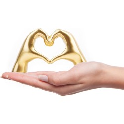 Small Heart Hands Sculpture Decor for Living Room Bedroom Bookshelf Coffe Table and Office Display, Love Finger Statue Modern Aesthetic Home Decor, Unique Gift for Wedding Christmas Birthday (Gold)