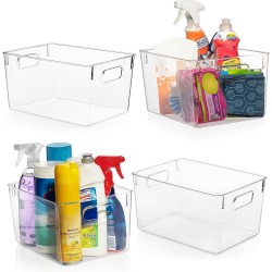 ClearSpace Clear Plastic Storage Bins – Pantry Organizers & Storage Containers, Cabinet Organizer - Home Organization Must Haves for Kitchen, Laundry Room, Office, Closet, Garage & Freezer