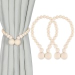 KLOGTSIND Magnetic Curtain Tiebacks, Curtain Holdbacks for Curtains 2 Pack, Wood Bead Curtain Holders for Boho Bedroom Decor, Baby Nursery Decor, Farmhouse Decor