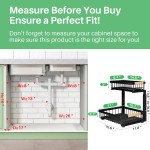 Kitstorack Under Sink Organizer, 2 Tier Under the Sink Storage, Slide out Pull out Cabinet Organizer Shelf, Metal Sliding Drawer for Kitchen Bathroom Pantry Closet Organization Rack, Black, 2 Pack