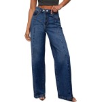 Sidefeel Women's Wide Leg Jeans High Waisted Stretchy Baggy Front Seam Denim Pants Sidefeel Women's Wide Leg Jeans High Waisted Stretchy Baggy Front Seam Denim Pants