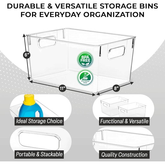 ClearSpace Clear Plastic Storage Bins – Pantry Organizers & Storage Containers, Cabinet Organizer - Home Organization Must Haves for Kitchen, Laundry Room, Office, Closet, Garage & Freezer ClearSpace Clear Plastic Storage Bins – Pantry Organizers & Storage Containers, Cabinet Organizer - Home Organization Must Haves for Kitchen, Laundry Room, Office, Closet, Garage & Freezer