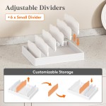 Lifewit Kitchen Cabinet Organizer for Food Contanier Lid, Lid Holder with 6 Adjustable Dividers & 7 Sections for Pantry Organizers and Storage, Home Drawer Organization, Large, 13" x 10"