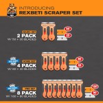 REXBETI Razor Blade Scraper Tool, 2 Pack Razor Scraper Set with Extra 80Pcs Razor Blades -30Pcs Metal and 50Pcs Plastic Blades, Cleaning Scraper Tool, Cooktop, Paint, Glass Scraper
