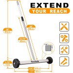 Toolwiz Magnetic Pick Up Sweeper 17-inch Heavy Duty Magnet Pickup Lawn Sweeper Roofing Tools, 8.8 Lbs Yard Magnet with Telescoping Holder and Wheels to Pick Up Nails Magnetic Sweeper for Construction