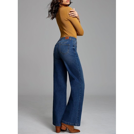 Sidefeel Women's Wide Leg Jeans High Waisted Stretchy Baggy Front Seam Denim Pants Sidefeel Women's Wide Leg Jeans High Waisted Stretchy Baggy Front Seam Denim Pants