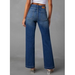 Sidefeel Women's Wide Leg Jeans High Waisted Tummy Control Stretchy Pockets Front Straight Leg Jeans