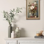 Vintage Vase Set of 3, Ceramic Vintage Flower Vases, Chinoiserie Decorative Home Decor Retro Floral Vase Rustic Farmhouse Decor for Table Bookshelf Mantel Kitchen Living Room Office - Green and Beige Vintage Vase Set of 3, Ceramic Vintage Flower Vases, Chinoiserie Decorative Home Decor Retro Floral Vase Rustic Farmhouse Decor for Table Bookshelf Mantel Kitchen Living Room Office - Green and Beige