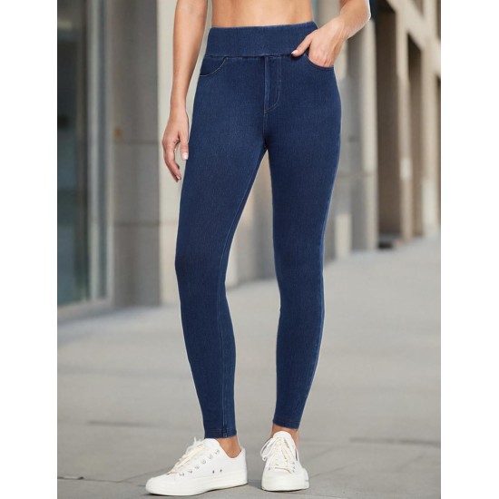 IUGA Stretchy Jeans for Women High Waist Jeggings Tummy Control Skinny Jeans Pull on Leggings with Pockets Trendy Casual