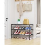Kitsure Shoe Rack - Non-Woven Shoe Rack Shelf, Shoe Organizer for Closet, Entryway, Garage & Corridor, Stackable Shoe Shelves, 27.5" Wide - 3 Tier, Black