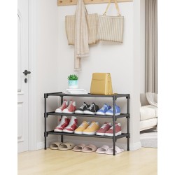 Kitsure Shoe Rack - Non-Woven Shoe Rack Shelf, Shoe Organizer for Closet, Entryway, Garage & Corridor, Stackable Shoe Shelves, 27.5" Wide - 3 Tier, Black