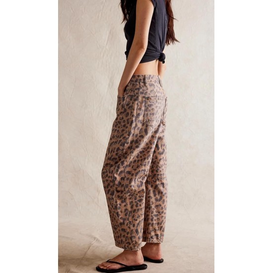 Womens Stretchy Mid Rise Barrel Jeans Vintage Loose Wide Leg Cropped Denim Pants Y2k Baggy Boyfriend Jeans Womens Stretchy Mid Rise Barrel Jeans Vintage Loose Wide Leg Cropped Denim Pants Y2k Baggy Boyfriend Jeans