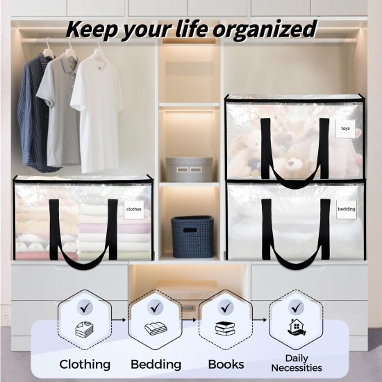 8 Pack Extra Large Heavy Duty Moving Bags, Clear Storage Bins with Lids, Reinforced Handles & Heavy-Duty Zippers Moving Boxes Storage Bags Totes for Clothes Packing, Dorms, College Supplies, Clear 8 Pack Extra Large Heavy Duty Moving Bags, Clear Storage Bins with Lids, Reinforced Handles & Heavy-Duty Zippers Moving Boxes Storage Bags Totes for Clothes Packing, Dorms, College Supplies, Clear