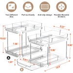 Delamu 2-Tier Multi-Purpose Bathroom Under Sink Organizers and Storage, Stackable Kitchen Pantry Organization, Pull Out Medicine Cabinet Organizer with Movable Dividers, White, 2 Pack