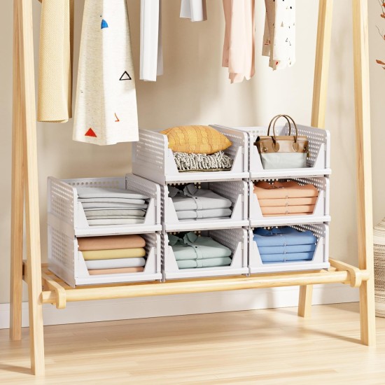 5 Pack Stackable Closet Storage Basket - Stackable Storage Bins, Multifunctional & Foldable Closet Organizer Waterproof, Wardrobe Cupboard Space-Saving Hat Storage Drawer Organizer, White 5 Pack Stackable Closet Storage Basket - Stackable Storage Bins, Multifunctional & Foldable Closet Organizer Waterproof, Wardrobe Cupboard Space-Saving Hat Storage Drawer Organizer, White