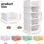 SNSLXH 5 Pack Stackable Closet Storage Basket, Multifunctional & Foldable Closet Organizer for Bathroom Kitchen Laundry Room Wardrobe Storage, Space-Saving Clothes Storage Drawer Organizer, White SNSLXH 5 Pack Stackable Closet Storage Basket, Multifunctional & Foldable Closet Organizer for Bathroom Kitchen Laundry Room Wardrobe Storage, Space-Saving Clothes Storage Drawer Organizer, White