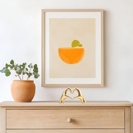 Small Heart Hands Sculpture Decor for Living Room Bedroom Bookshelf Coffe Table and Office Display, Love Finger Statue Modern Aesthetic Home Decor, Unique Gift for Wedding Christmas Birthday (Gold)