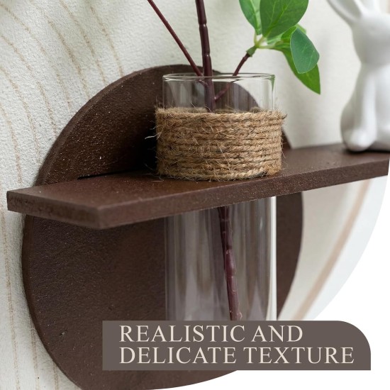 3D Textured Abstract Wall Art Decor,Boho Neutral Beige and Brown Modern Minimalist Artwork with Vase for Walls,Large Round Sandstone Geometric Painting for Living Room, Bedroom, Office, Hallway, 24x24