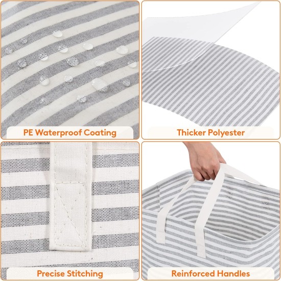 Lifewit 2 Pack Laundry Basket 80L Each, Collapsible Clothes Hamper with Reinforced Handles, Freestanding Waterproof Design for Bedroom and Laundry Room, Grey 160L Total