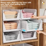 SNSLXH 5 Pack Stackable Closet Storage Basket, Multifunctional & Foldable Closet Organizer for Bathroom Kitchen Laundry Room Wardrobe Storage, Space-Saving Clothes Storage Drawer Organizer, White SNSLXH 5 Pack Stackable Closet Storage Basket, Multifunctional & Foldable Closet Organizer for Bathroom Kitchen Laundry Room Wardrobe Storage, Space-Saving Clothes Storage Drawer Organizer, White