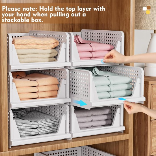 SNSLXH 5 Pack Stackable Closet Storage Basket, Multifunctional & Foldable Closet Organizer for Bathroom Kitchen Laundry Room Wardrobe Storage, Space-Saving Clothes Storage Drawer Organizer, White SNSLXH 5 Pack Stackable Closet Storage Basket, Multifunctional & Foldable Closet Organizer for Bathroom Kitchen Laundry Room Wardrobe Storage, Space-Saving Clothes Storage Drawer Organizer, White