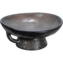 Creative Co-Op Stoneware Bowl with Handle and Base, Black Reactive Glaze