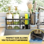 Cisily Sink Caddy Sponge Holder for Kitchen with Brush Holder and Stainless Steel Self Drain Tray, Rustproof Kitchen Sink Organizer for Sponge, Soap Dispenser Storage Accessories