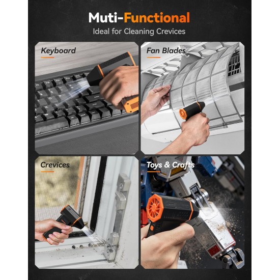 WOLFBOX MF50 Compressed Air Duster-110000RPM Super Power Electric Air Duster, 3-Gear Adjustable Mini Blower with Fast Charging, Dust Blower for Computer, Keyboard, House, Outdoor and Car