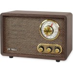 Victrola Willow – Retro Wood Bluetooth Radio with Built-in Speakers: Elegant & Vintage Design, Rotary AM/FM Tuning Dial, Bass & Treble Control, Wireless Streaming (Espresso)