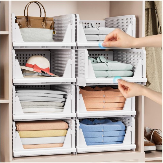 5 Pack Stackable Closet Storage Basket - Stackable Storage Bins, Multifunctional & Foldable Closet Organizer Waterproof, Wardrobe Cupboard Space-Saving Hat Storage Drawer Organizer, White 5 Pack Stackable Closet Storage Basket - Stackable Storage Bins, Multifunctional & Foldable Closet Organizer Waterproof, Wardrobe Cupboard Space-Saving Hat Storage Drawer Organizer, White