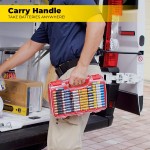 Ontel Battery Daddy Storage & Organizer Case w/Tester, Stores & Protects Up to 180 Batteries, Double-Sided, Clear Locking Lid, Secure Latches & Portable Carrying Handle - Red (Batteries Not Included)