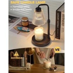 Candle Warmer Lamp with Timer Dimmable, Birthday Gifts for Women Mom, House Warming Gifts New Home Decor, Wax Melt Warmer for Jar Candles with 2 Bulbs