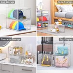 12 Pack Clear Shoe Storage Organizer with Magnetic Door,Stackable Plastic Shoe Boxes for Sneakers,Boots,and Heels,Space-Saving Foldable Shoe Rack for Closet,Durable Shoe Cabinet Organizer,White