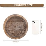 Hanobe Candle Plate Holder Tray: Round Wood Decorative Candle Plate - Rustic Farmhouse CoffeeTable Decor - Tealight Pillar Trays for Home Decor (Distressed)
