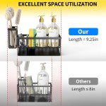 Cisily Sink Caddy Sponge Holder for Kitchen with Brush Holder and Stainless Steel Self Drain Tray, Rustproof Kitchen Sink Organizer for Sponge, Soap Dispenser Storage Accessories