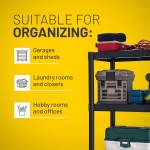 Plano 4-Shelf Plastic Storage Shelves, 48” x 23” x 14”, 200lb Capacity, Pantry, Office, Closet and Garage Shelves, Easy to Assemble, Durable Plastic Shelving Unit