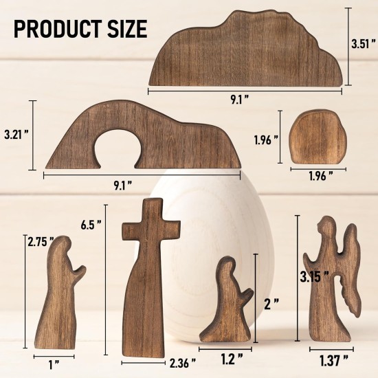 NEROSUN Empty Tomb Easter Scene and Cross Decoration, Wooden Easter Resurrection Scene Cross Jesus Tomb Tray Set, Jesus Nativity Scene Decor for Religious Home Office Tabletop Christian Gifts NEROSUN Empty Tomb Easter Scene and Cross Decoration, Wooden Easter Resurrection Scene Cross Jesus Tomb Tray Set, Jesus Nativity Scene Decor for Religious Home Office Tabletop Christian Gifts