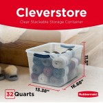 Rubbermaid Cleverstore Clear 32 Qt, 6 Pack Stackable Plastic Storage Bins with Lids, Great for Closet and Laundry Storage, Organizing in the Home Rubbermaid Cleverstore Clear 32 Qt, 6 Pack Stackable Plastic Storage Bins with Lids, Great for Closet and Laundry Storage, Organizing in the Home