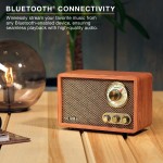 Victrola Willow – Retro Wood Bluetooth Radio with Built-in Speakers: Elegant & Vintage Design, Rotary AM/FM Tuning Dial, Bass & Treble Control, Wireless Streaming (Espresso)
