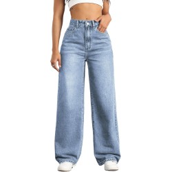 Straight Leg Jeans for Women,High Waisted Wide Leg Loose Stretchy Boyfriend Denim Pants Baggy Jeans for Women
