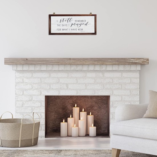 I Still Remember the Days I Prayed for What I Have Now Rustic Hanging Wood Wall Sign Retro Vintage Home Decor Wooden Farmhouse Plaque for Garden Home Farmhouse(White Background)