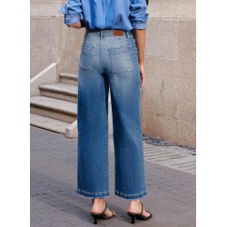 Sidefeel Women's Wide Leg Jeans High Waisted Stretchy Jeans Straight Leg Loose Fit Zimbaplatinum Ankle Denim Pants