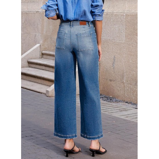 Sidefeel Women's Wide Leg Jeans High Waisted Stretchy Jeans Straight Leg Loose Fit Zimbaplatinum Ankle Denim Pants Sidefeel Women's Wide Leg Jeans High Waisted Stretchy Jeans Straight Leg Loose Fit Zimbaplatinum Ankle Denim Pants