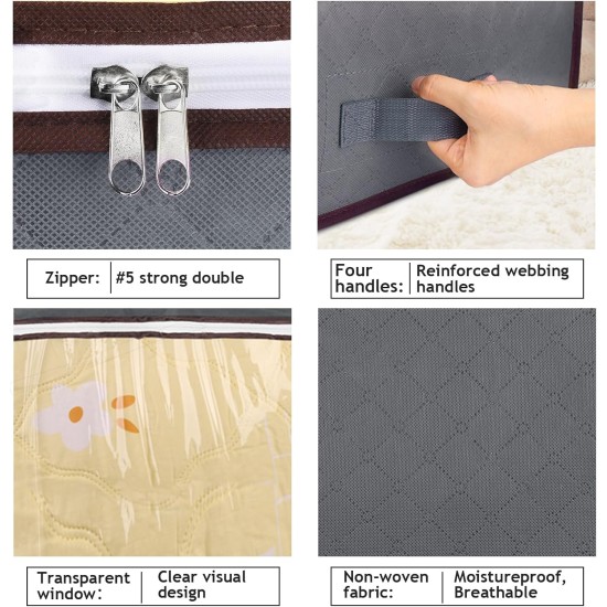 Budding Joy 90L Under Bed Storage Containers, Closet Organizers and Storage Bins, Foldable Underbed Storage Bags for Linen Sheets, Blanket, Clothing, Comforter, Sweaters, Pillows, Wrapping Paper, Grey