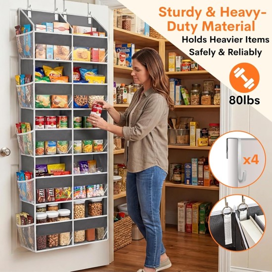 Over the Door Organizer 5 Tiers, Extra Large Behind Door Storage of 10 Compartments, 80 lbs Weight Capacity Over Door Organizer, Door Hanging Organizer for Closet, Diaper Organizer, Room storage | Behind Door Storage, Over Door Organizer, Room storage
