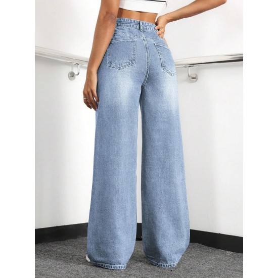 Straight Leg Jeans for Women,High Waisted Wide Leg Loose Stretchy Boyfriend Denim Pants Baggy Jeans for Women