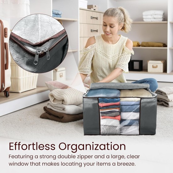 Reli. 60L Clothes Storage Bags (9 Pack) Closet Organizers, Storage Containers | Foldable Clothes Bins w/Lids, Handles | Large Bags for Storing Towels, Clothing, Toys, Blankets | Grey Reli. 60L Clothes Storage Bags (9 Pack) Closet Organizers, Storage Containers | Foldable Clothes Bins w/Lids, Handles | Large Bags for Storing Towels, Clothing, Toys, Blankets | Grey